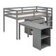preview thumbnail 9 of 7, Gray Multiple Functions Twin Low Loft Bed with Cabinet, Shelves and Rolling Portable Desk