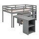 preview thumbnail 9 of 17, Low Study Twin Loft Bed with Rolling Portable Desk, Grey