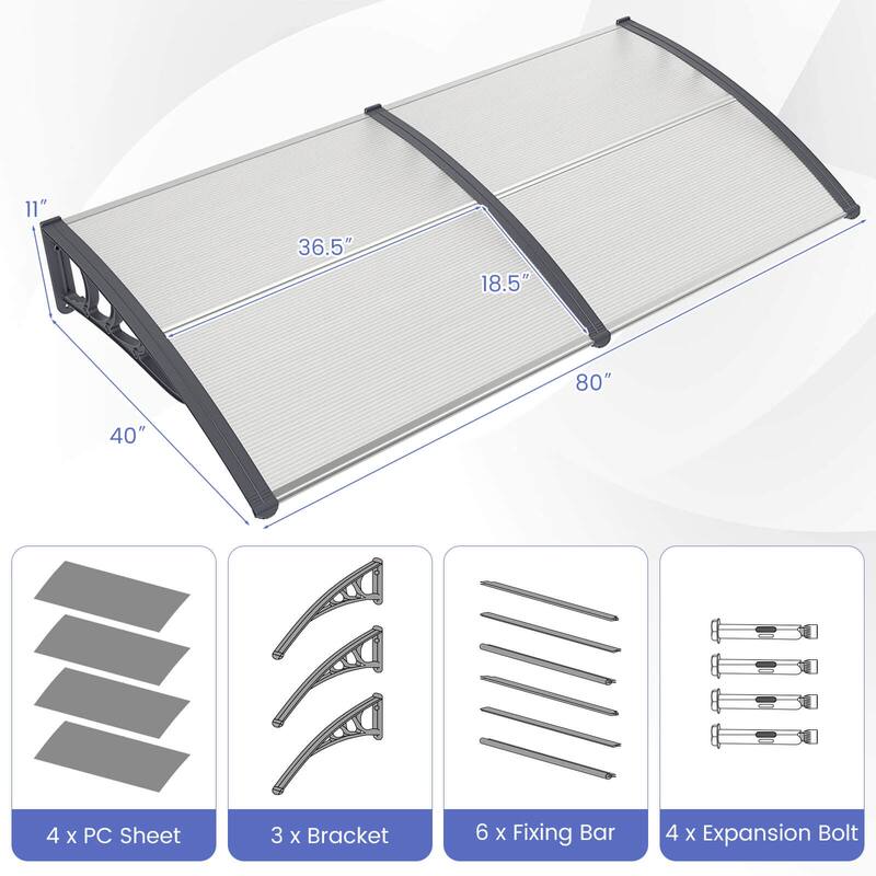 Costway 80'' x 40'' Patio Awning Canopy Outdoor Window Door Overhang - See Details