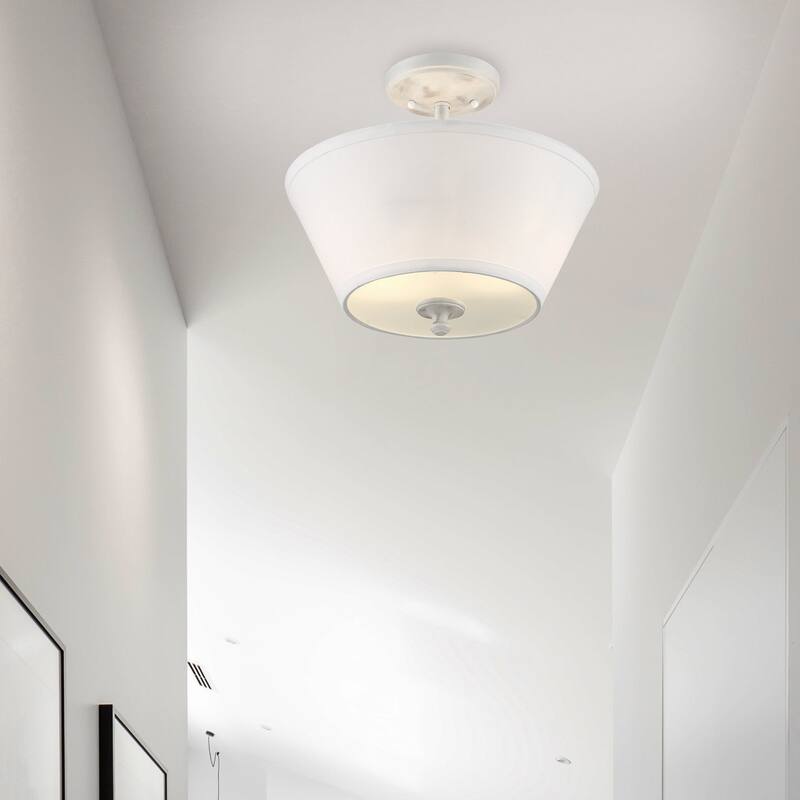 Newport Collection - 2 Light - Semi-Flush - 13.5"W - 12.25"H - Coastal Weathered White Finish