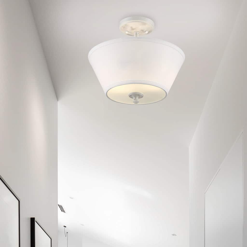 Newport Collection - 2 Light - Semi-Flush - 13.5"W - 12.25"H - Coastal Weathered White Finish