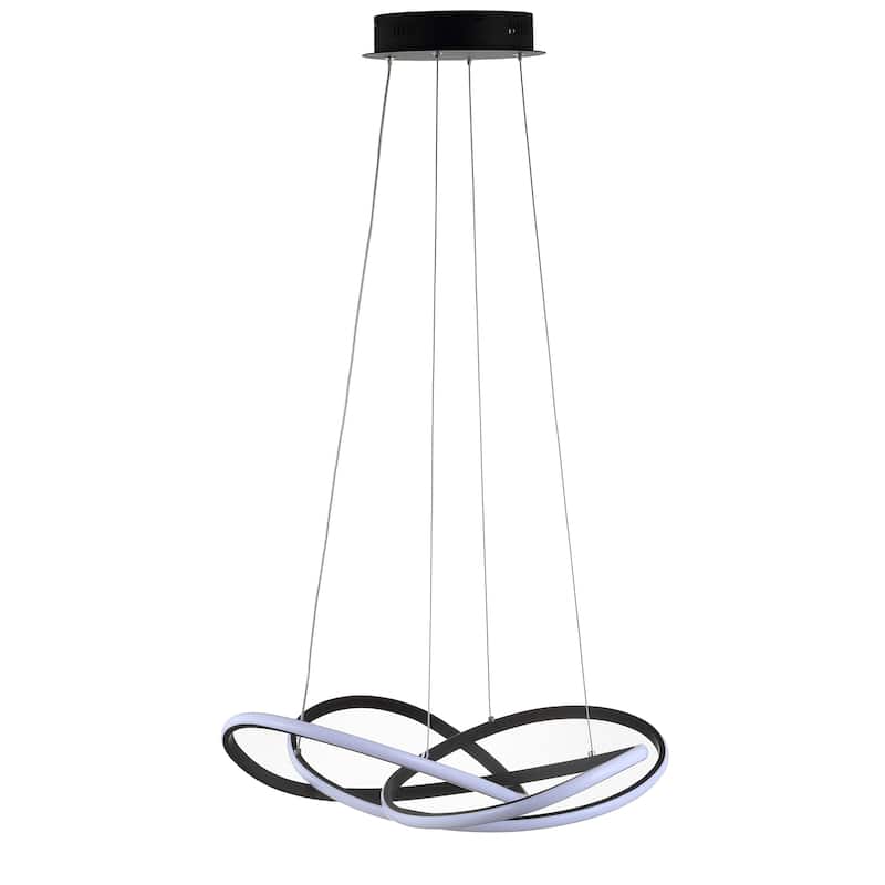 Circulo 25" Abstract Integrated LED Metal Adjustable Pendant, Black by JONATHAN Y