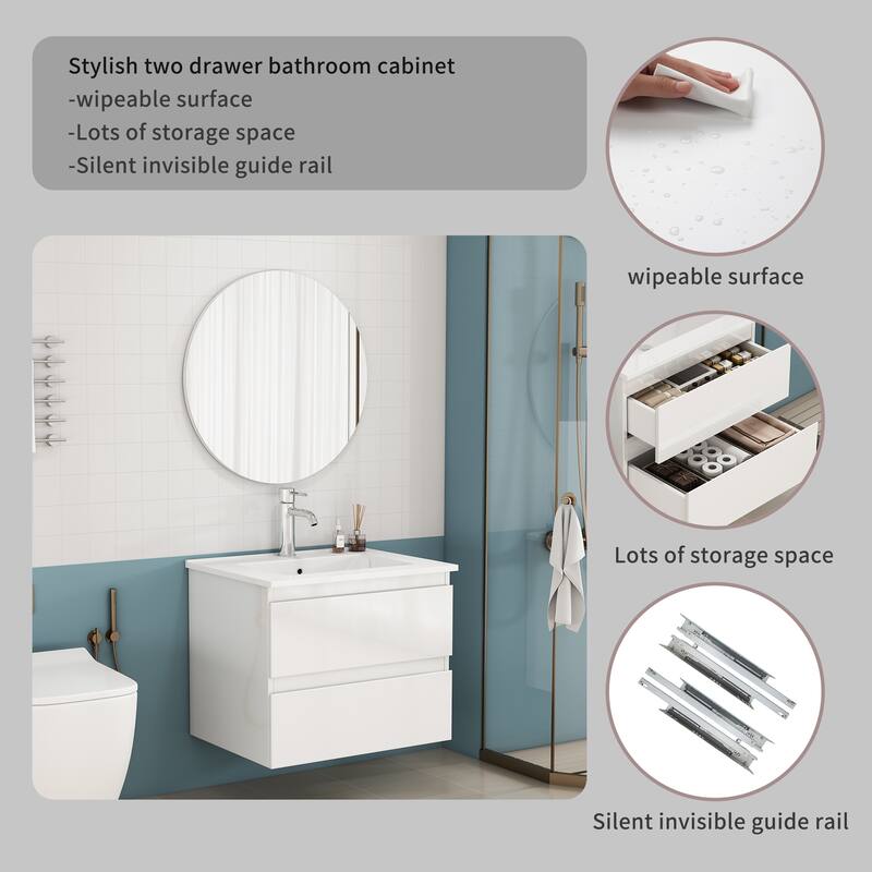 36" Bathroom Vanity Cabinet with Sink Top Combo Set, Black ,Single Sink,Shaker Cabinet with Soft Closing Door and 3 Drawers