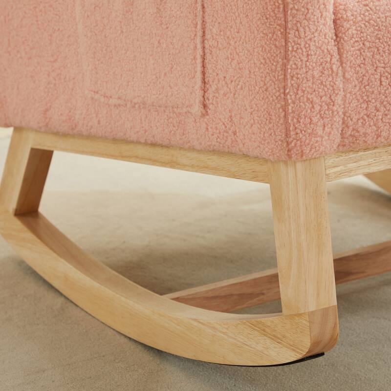 Upholstered Rocking Chair Nursery Chair with High Back and Side Pocket
