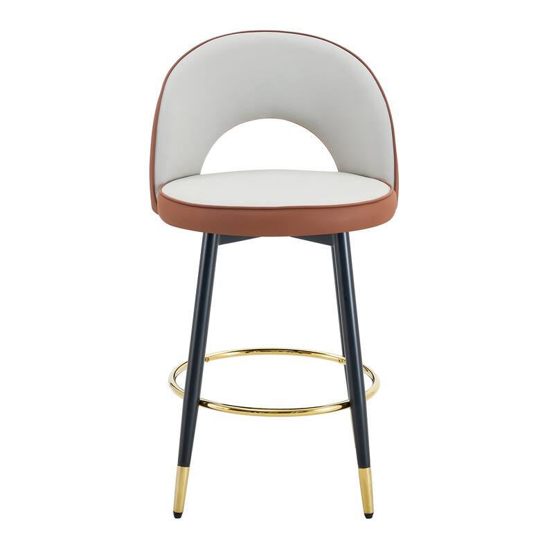Roomfitters Swivel PU Bar Chairs with Black Metal Legs, 360° Adjustable Upholstered Set of 2 for Home or Kitchen