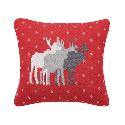 3 Moose Cotton Small/Petite Accent Pillow, 10" x 10"