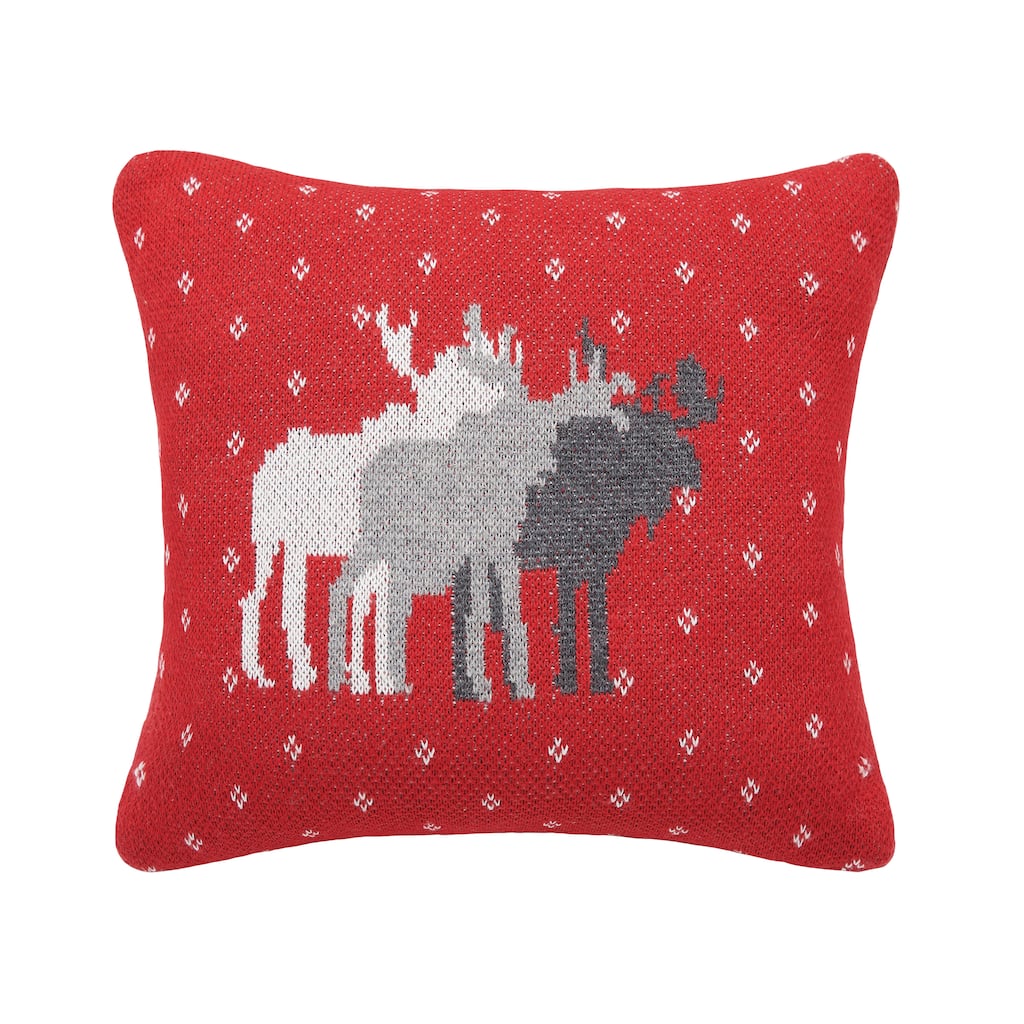 3 Moose Cotton Small/Petite Accent Pillow, 10" x 10"