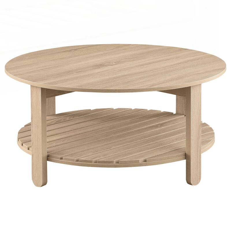 Natural 1-shelf Round Engineered Wood Coffee Table