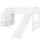 preview thumbnail 4 of 13, Twin Size Loft Bed with Two Storage Stairs and Slide, White