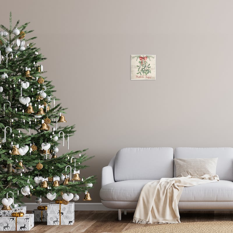 Stupell Rustic Mistletoe Kisses Wall Plaque Art Design By Mollie B.