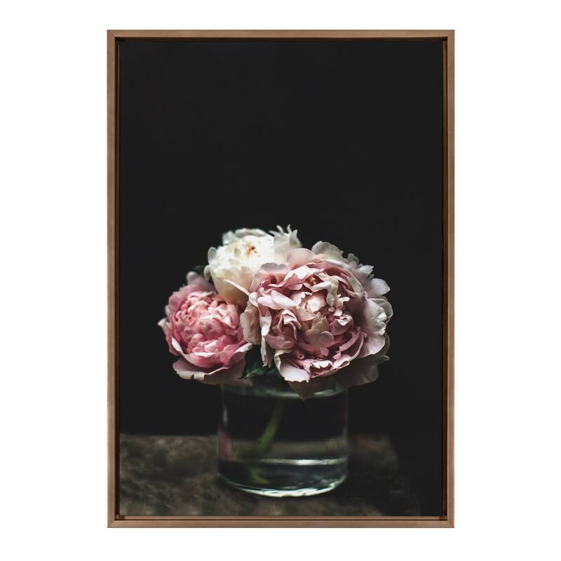 Kate and Laurel Sylvie Peony Framed Canvas by Alicia Abla - 23x33 - Plastic - Gold