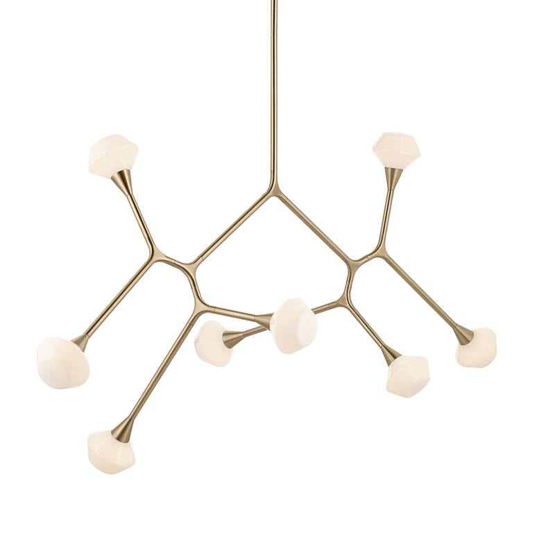 Cassius 61.25 Inch 8 Light Convertible Chandelier with Opal Glass in Champagne Bronze
