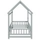 preview thumbnail 112 of 127, Wood Toddler House Bed with Roof Frame and Safety Guardrails Montessori Floor Bed without Slats No Door Houseshaped Platform Bed
