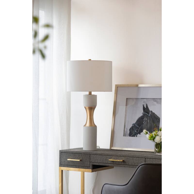 15x15x30" Cement With Metal Table Lamp