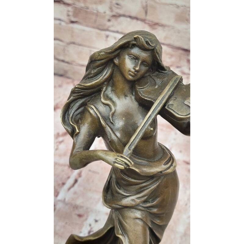 Bronze Violinist Statue – Graceful Female Musician Sculpture For Home Or Studio Decor