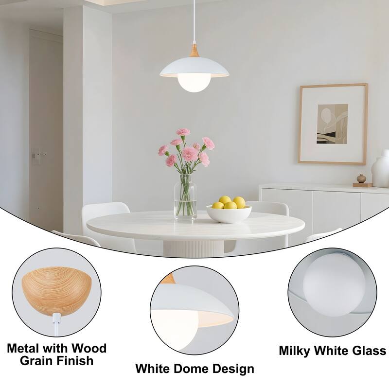 Starsky 1-Light Scandinavian Nordic Dome Pendant - White