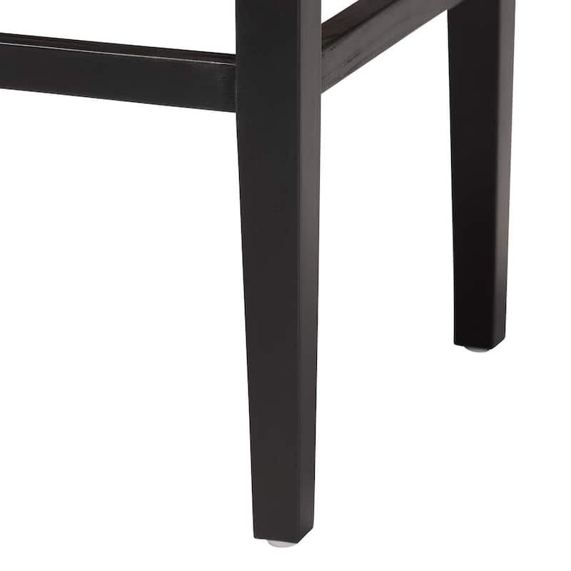 Amber Seagrass Accent Bench - Handwoven Natural Fiber Stool with Black Wood Frame, Compact Coastal Boho Seating