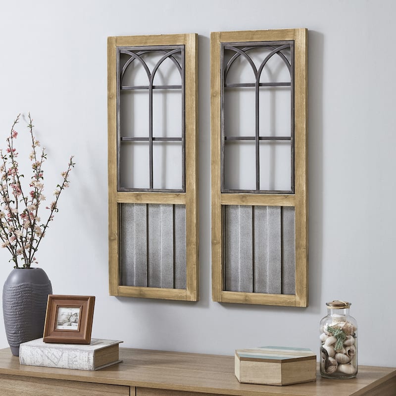 FirsTime & Co. Willow Farmhouse Window Wall Plaque Set - Brown