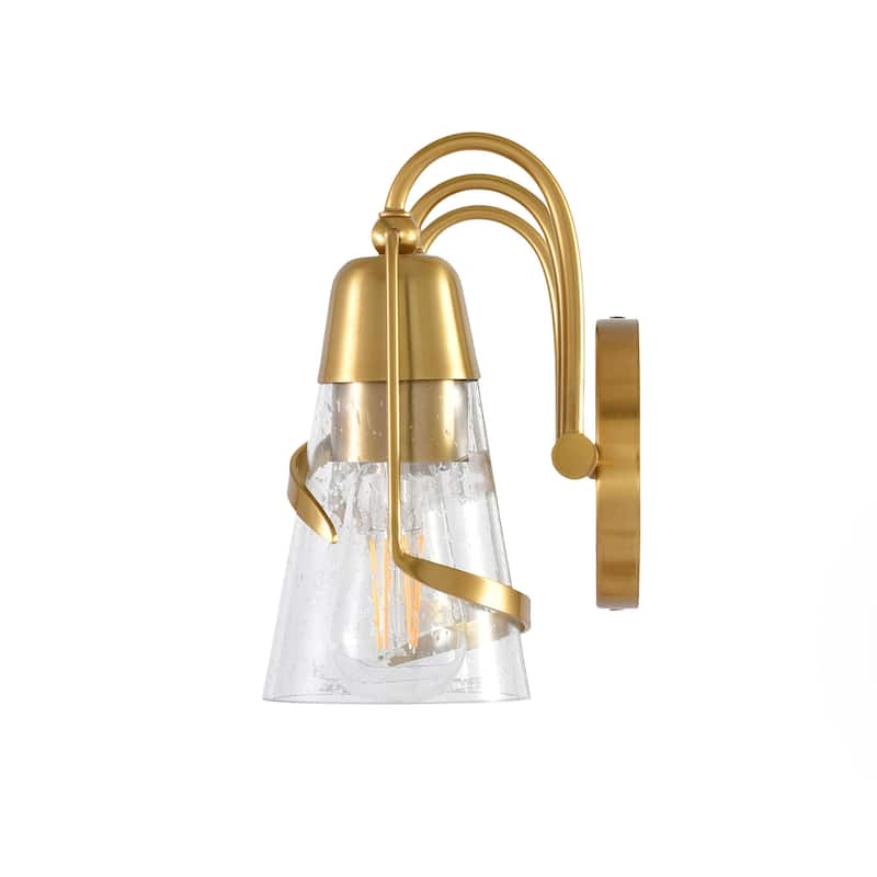 Parrot Uncle 24" Modern Gold 3-Light Seeded Glass Vanity Light Wall Sconce