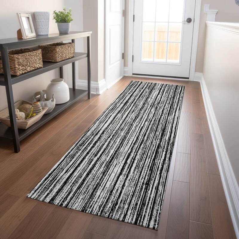 Premium Washable Super Soft Striped Mayfield Rug - Black - 2' 3" x 7' 6"