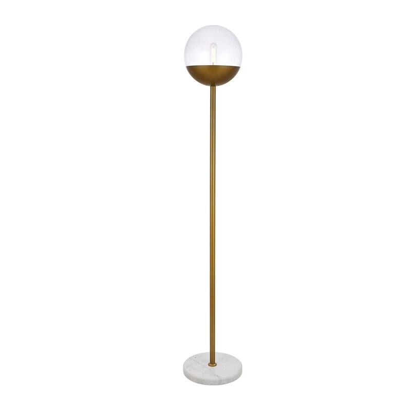 1 Light Floor Lamp with 11 inch Clear Glass - Brass