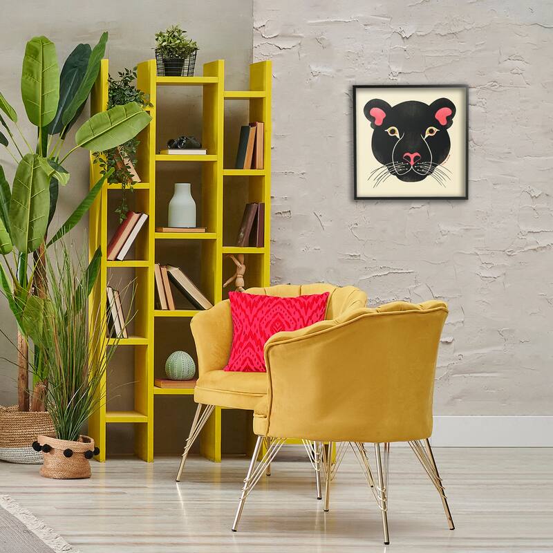 Stupell Minimal Wild Panther Face Framed Giclee Art Design By Carrie Cantwell