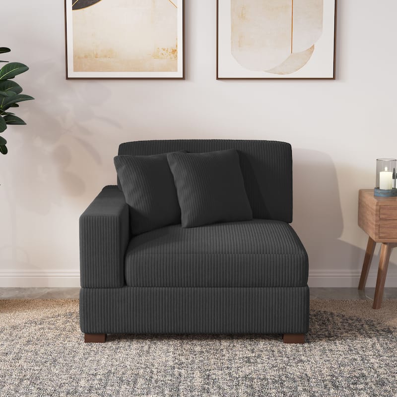 Upholstered Corduroy Modular Sectional Sofa with 2 throw pillows