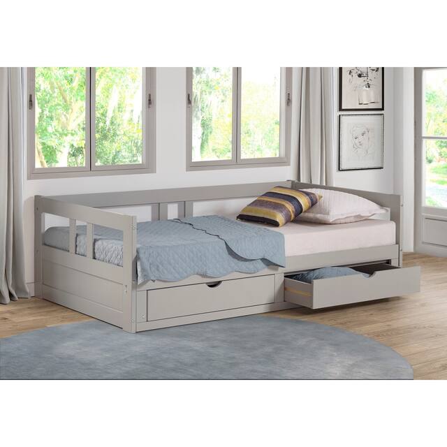 Melody Expandable Twin-to-King Trundle Daybed with 2 Storage Drawers