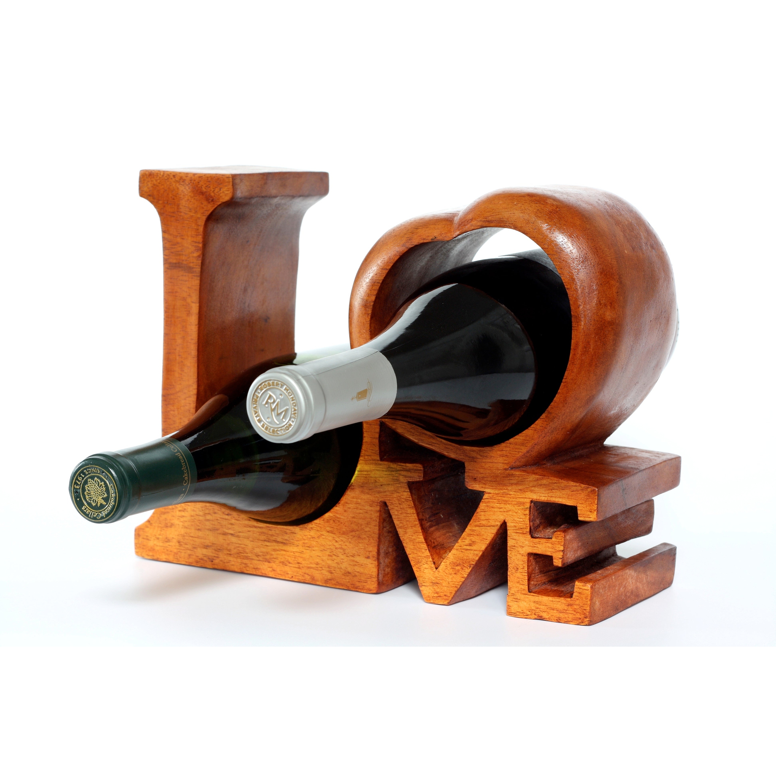 Carved wooden wine hotsell rack