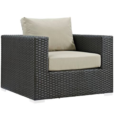 Sojourn Wicker Rattan Outdoor Patio Sunbrella Fabric Armchair