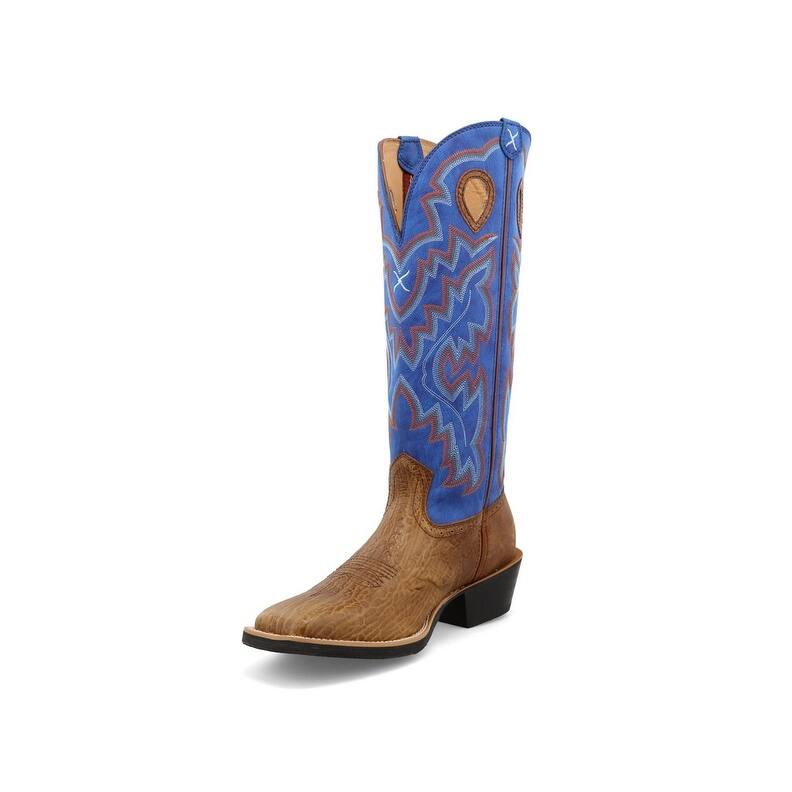 Twisted X Western Boots Mens 13" Buckaroo Ginger Electric Blue MBK0034