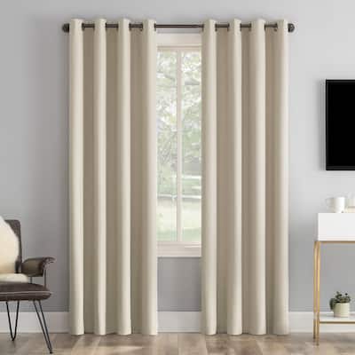 Sun Zero Tyrell Tonal Texture Draft Shield Fleece Insulated Total Blackout Grommet Curtain Panel, Single Panel