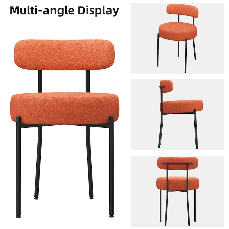 XINMICS Upholstered Boucle Dining Chairs with Black Metal Legs