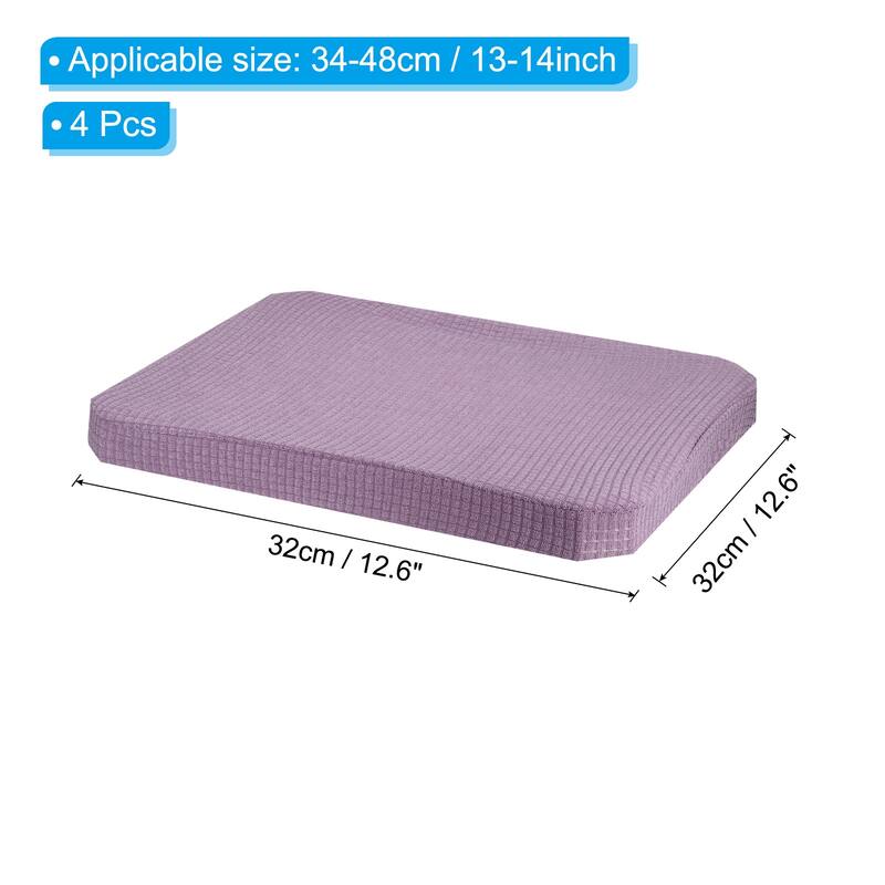 4 Pcs Chair Seat Covers Rectangle, Stretch Rectangle Bar Stool Covers - Light Purple