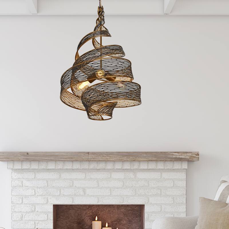Flow Hand-Crafted Recycled Steel 3-Light Pendant
