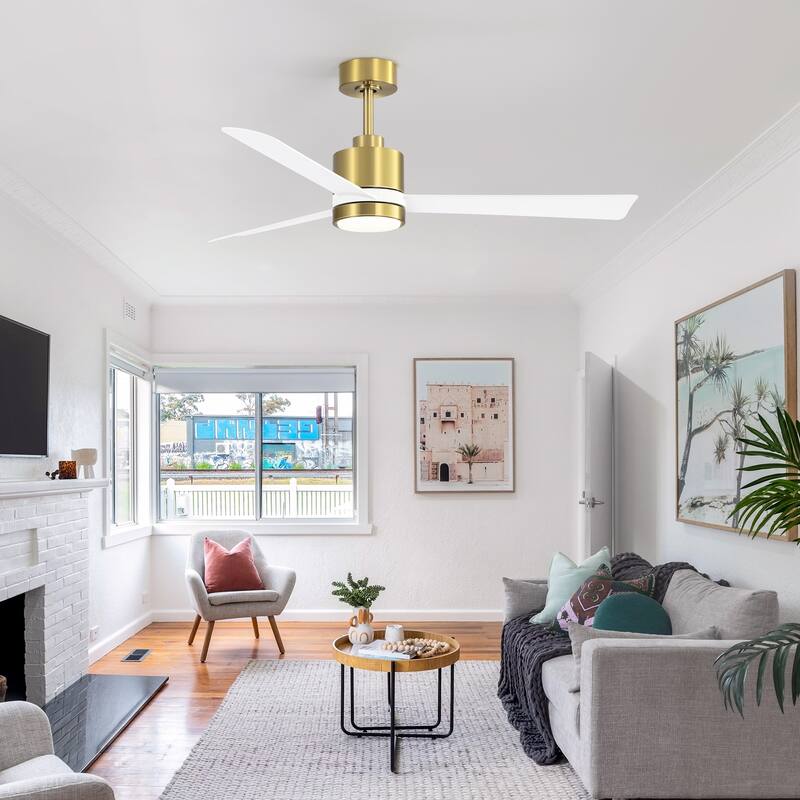 52-In LED Black/White/Gold Ceiling Fan with Light and Remote Control