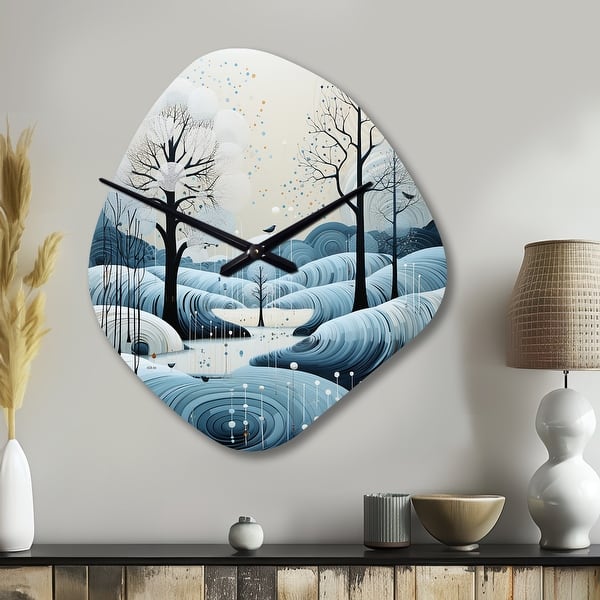 slide 2 of 5, Designart - Blue White Modern Scandinavian Serenade I - Modern Scandinavian Wall Clock in Asymmetrical Nebula Shape