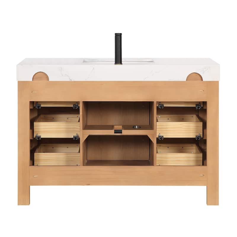 Leon 48 in. Single Bathroom Vanity with Composite Stone Top