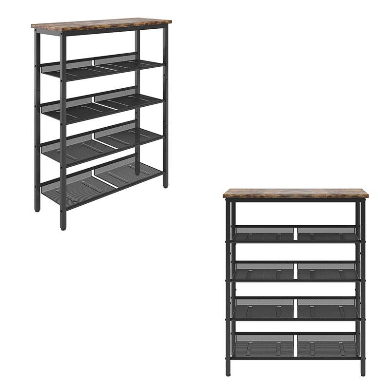 5-Tier Shoe Rack, Storage rack with 4 mesh shelves, Metal Frame - 30"Lx11.5"Wx37"H