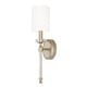 preview thumbnail 1 of 3, Breigh 1-light Brushed Champagne Wall Sconce w/ White Fabric Stay-Straight Shade