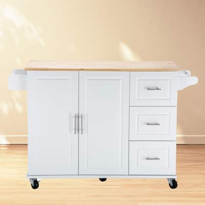 Rolling Kitchen Cart with 2 Drawers and Shelves - Multipurpose Bar Cart, Coffee Station, or Kitchen Island