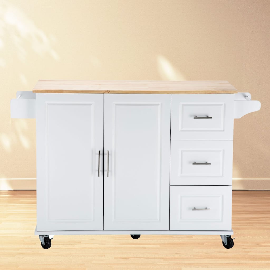 Rolling Kitchen Cart with 2 Drawers and Shelves - Multipurpose Bar Cart, Coffee Station, or Kitchen Island