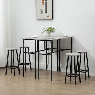 6-piece Bar Table Set Includes 2 Breakfast Tables