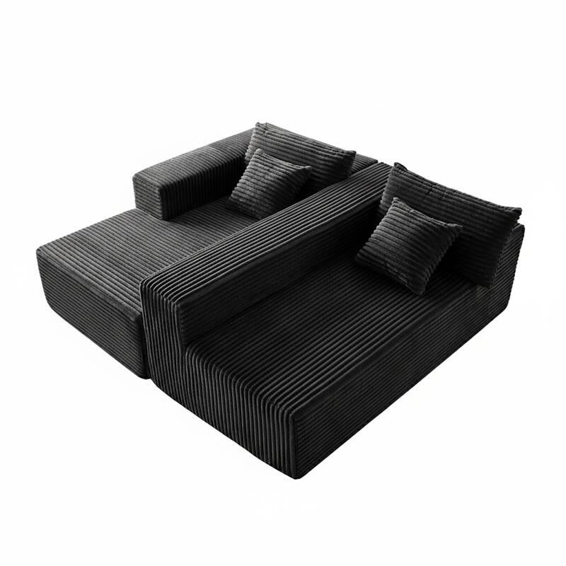 103.54" Flannel L-Shaped High-Density Modern Modular Sectional Sofa with Chaise & Pillows