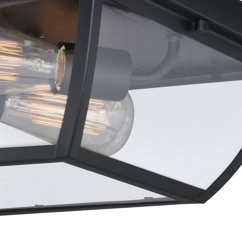 Granville Bronze Geometric Outdoor Flush Mount Ceiling Light Clear Glass - 12.5-in W x 5.75-in H x 12.5-in D