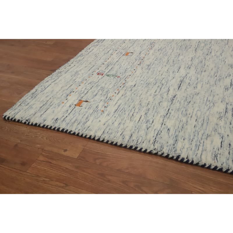 Hand Knotted Oriental 100% Wool Carpet Tribal Animal Pictorial Beige & Ivories Gabbeh Area Rug - 7' 9'' X 5' 0''