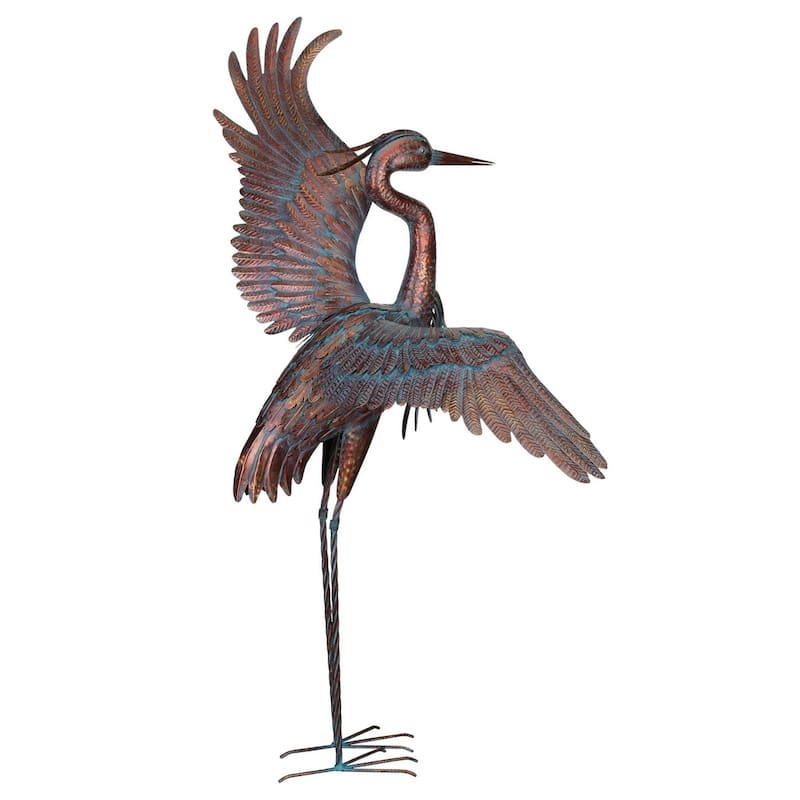 Copper Patina Heron 48" - Dancing - 37"x19"x48.5"