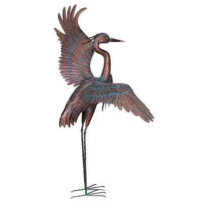 Copper Patina Heron 48" - Dancing - 37"x19"x48.5"