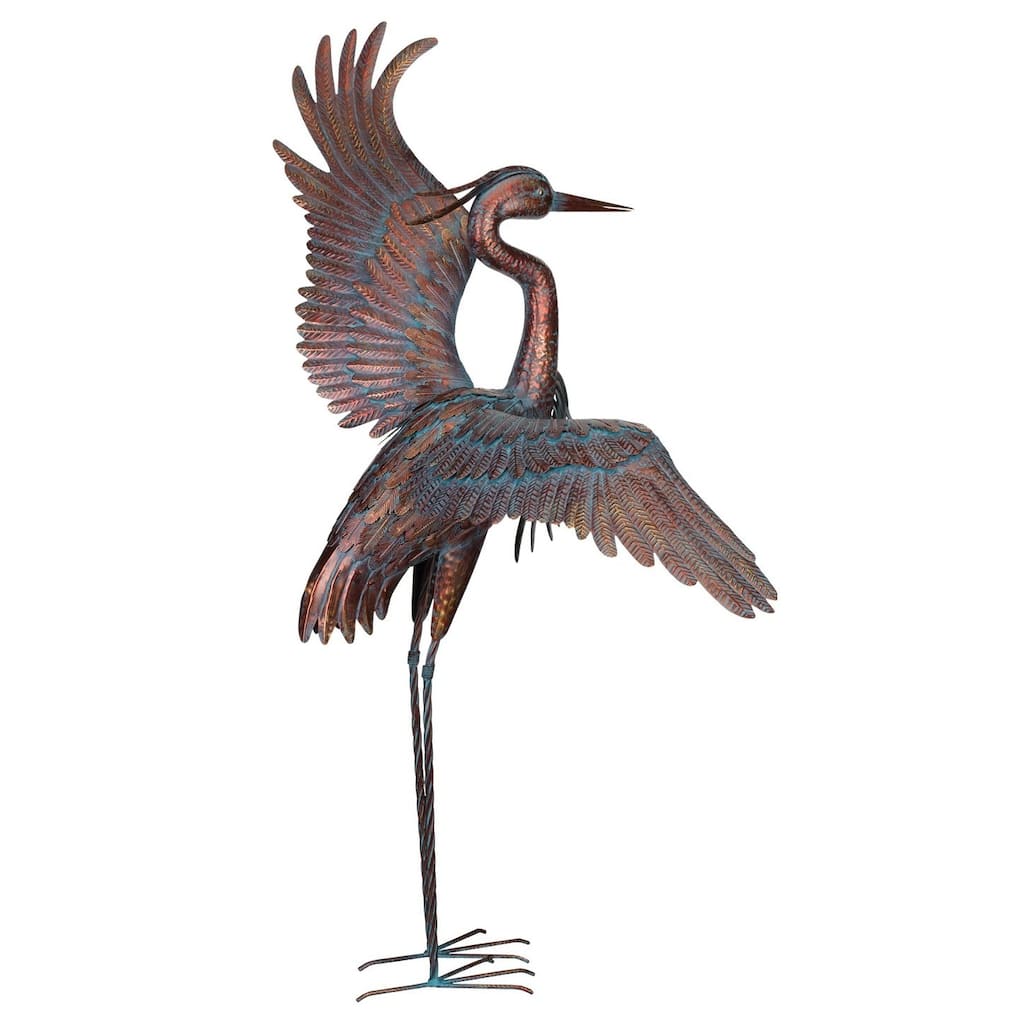 Copper Patina Heron 48" - Dancing - 37"x19"x48.5"