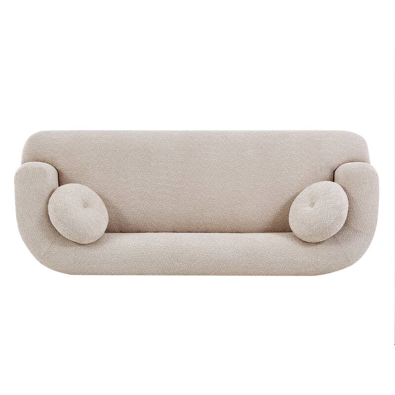 Christopher Knight Home - Polyster Upholstered 3-Seater 84.57" Compressed Sofa with Solid Rubberwood Base